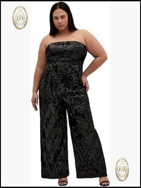 Strapless Sequin Jumpsuit with Adjustable Shoulder Straps